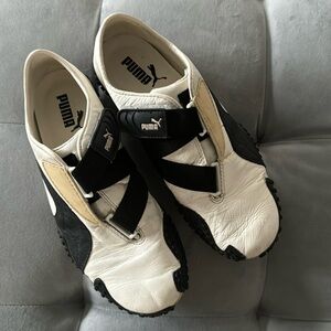 Vintage Puma Leather Black Cream White Mostro Sneakers Velcro Strap 5